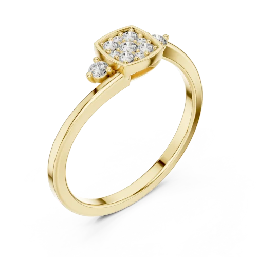 Geometric Cluster Round Diamond Modern Architectural Ring