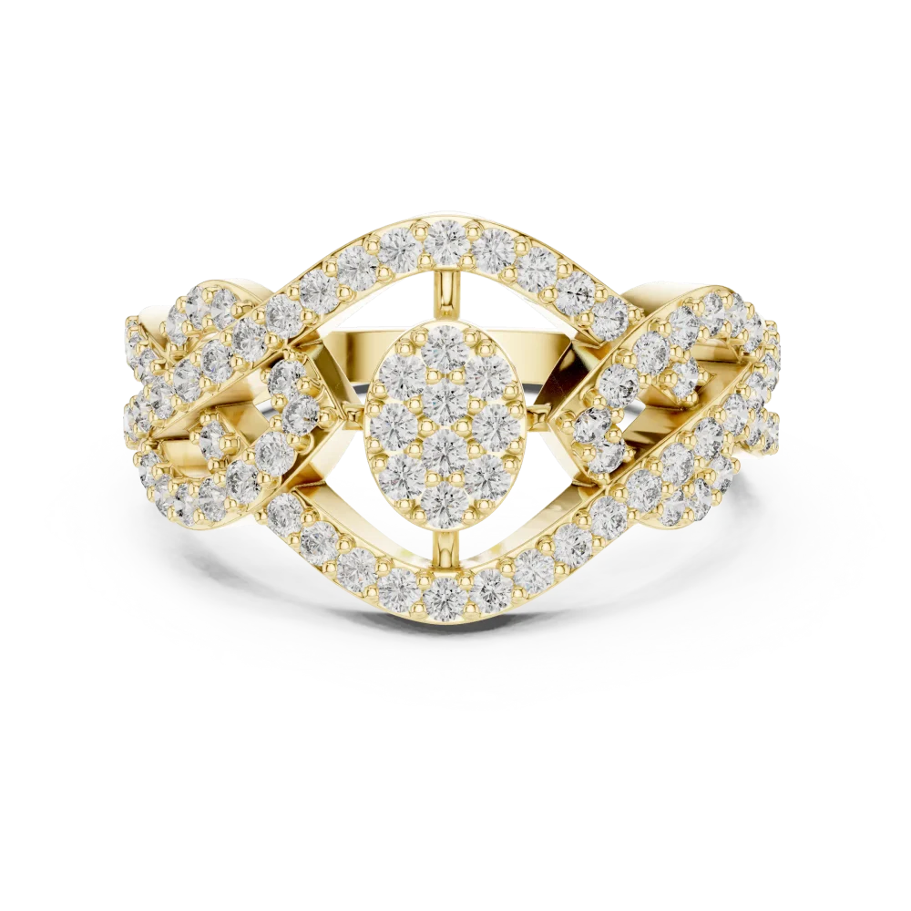 Luminary Round Pavé-Set Architectural Statement Ring - Image 2