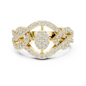 Luminary Round Pavé-Set Architectural Statement Ring - Image 2