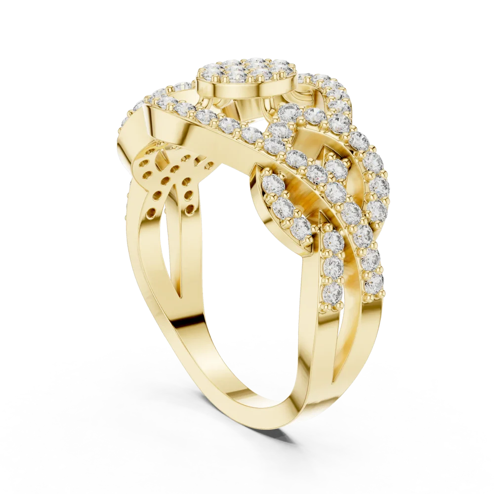 Luminary Round Pavé-Set Architectural Statement Ring - Image 3