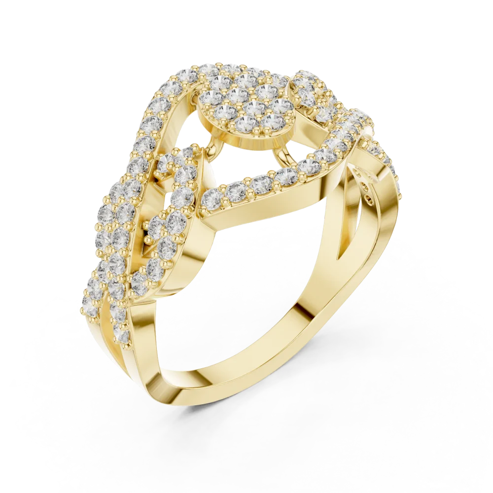 Discover the radiant allure of this architectural cocktail ring, featuring brilliant DIAMEUR diamonds in a sophisticated, modern silhouette. Shop now.