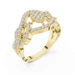 Luminary Round Pavé-Set Architectural Statement Ring