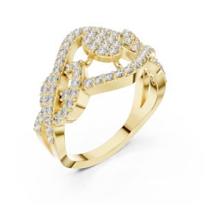 Luminary Round Pavé-Set Architectural Statement Ring