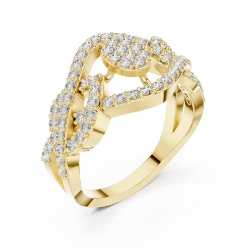 Luminary Round Pavé-Set Architectural Statement Ring