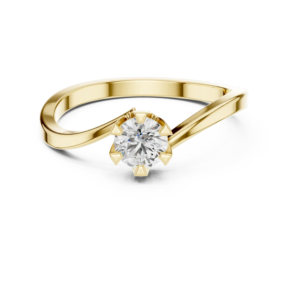 Fluid Silhouette Round Brilliant Cut Solitaire Ring - Image 2