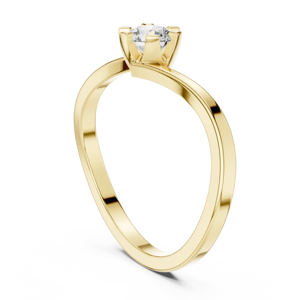 Fluid Silhouette Round Brilliant Cut Solitaire Ring - Image 3