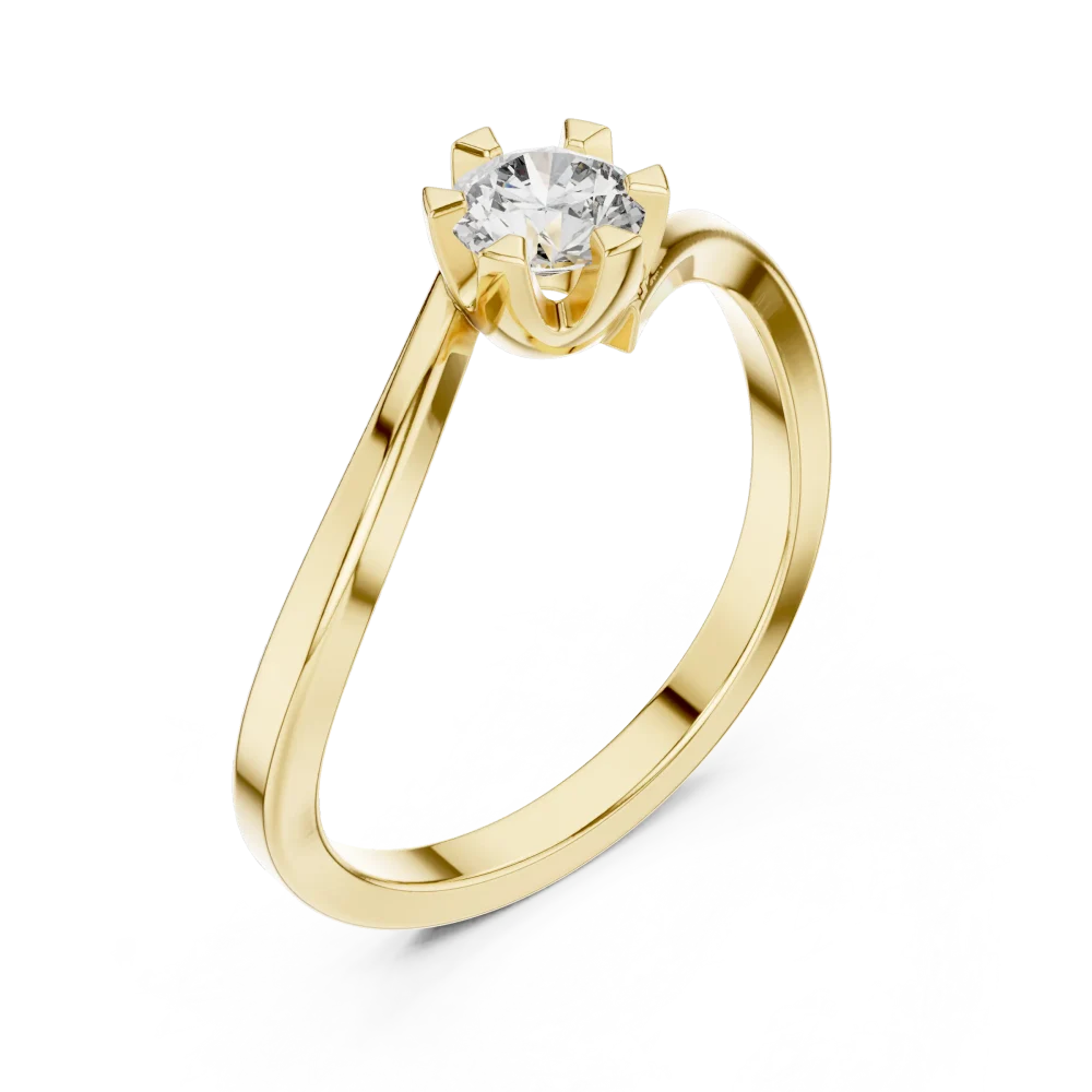 Discover the Fluid Silhouette Solitaire Ring, a modern classic showcasing a brilliant DIAMEUR diamond set in a stunning, fluid-twist band design.