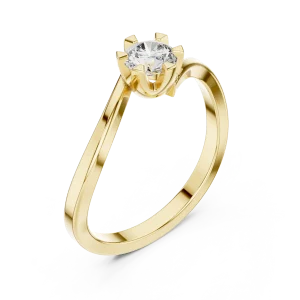 Fluid Silhouette Round Brilliant Cut Solitaire Ring