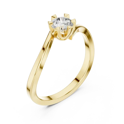 Fluid Silhouette Round Brilliant Cut Solitaire Ring