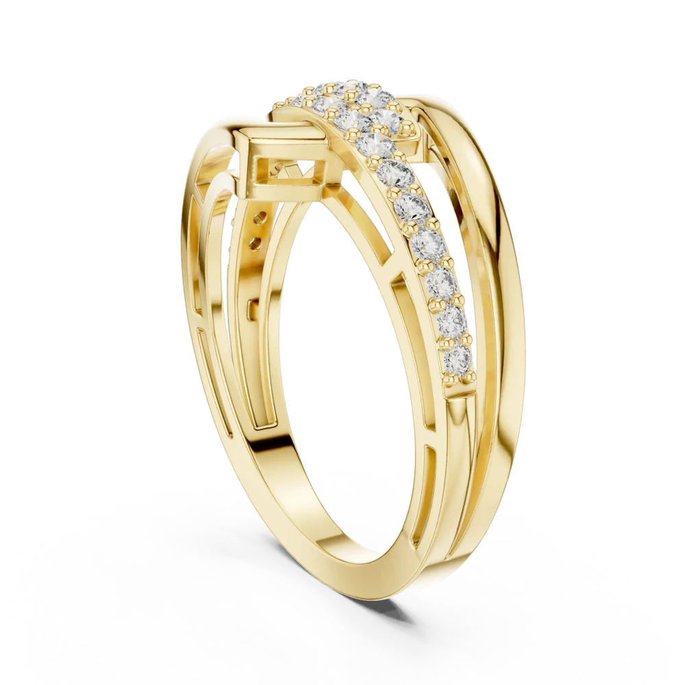 Architectural Round Brilliant Pavé-Set Geometric Band - Image 3