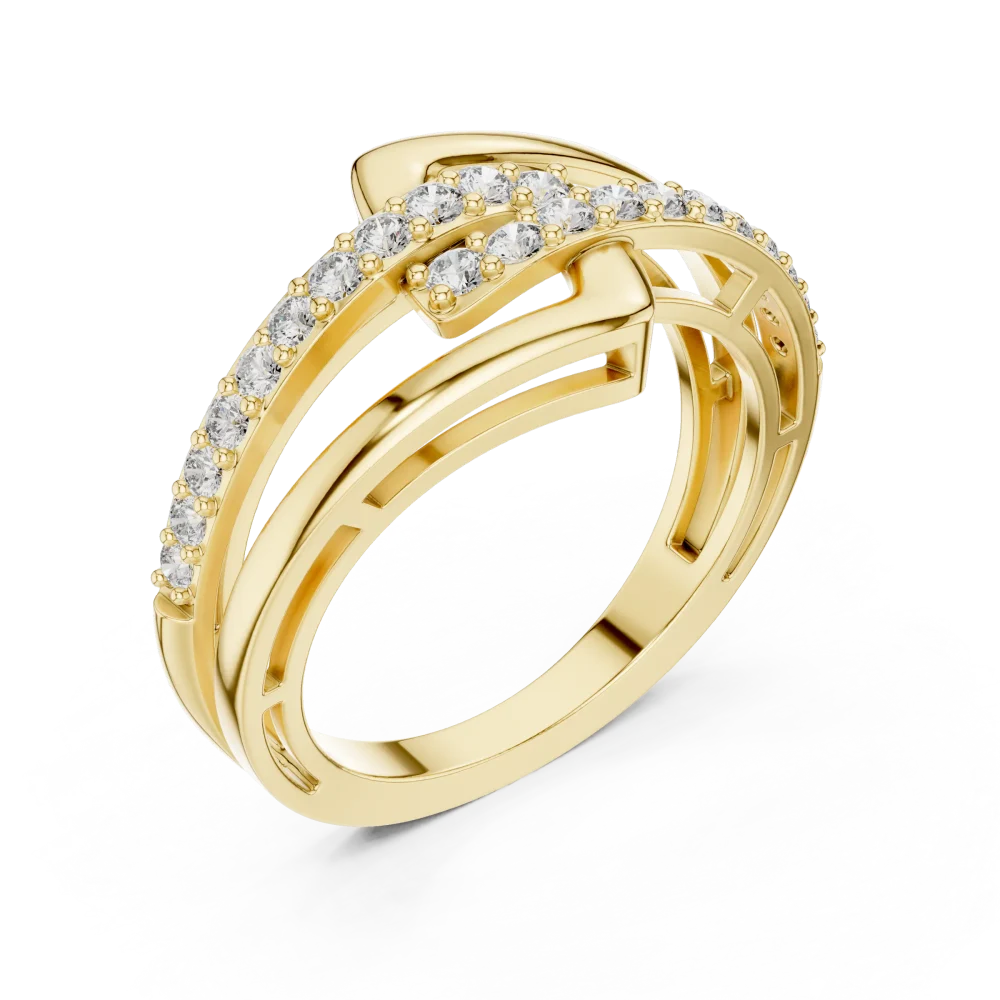 Discover the elegance of this architectural round diamond band, featuring precision-set DIAMEUR stones. Elevate your collection today.