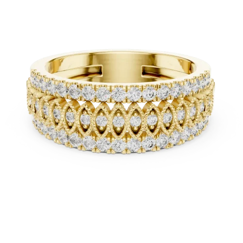 Luminary Round Brilliant Pavé-Set Architectural Band