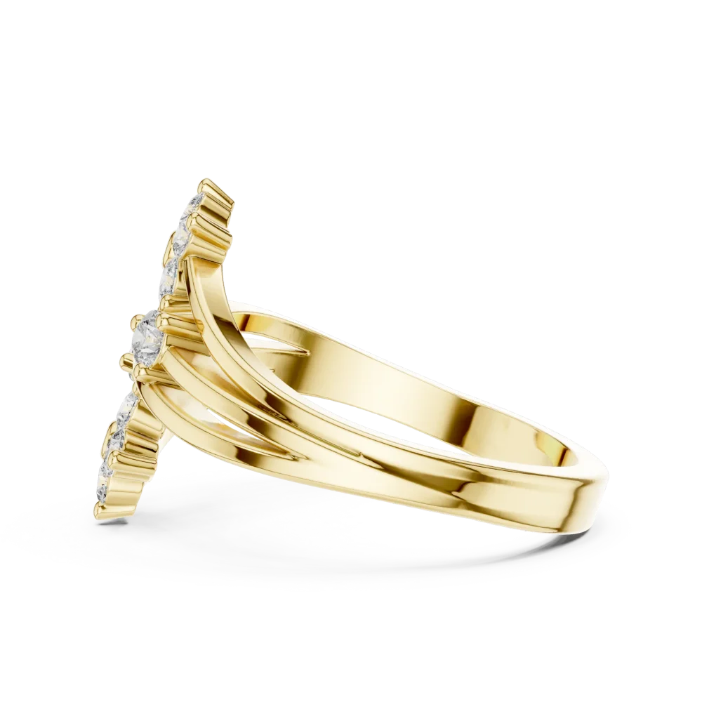 Floral Silhouette Round Brilliant Cluster Statement Ring - Image 4