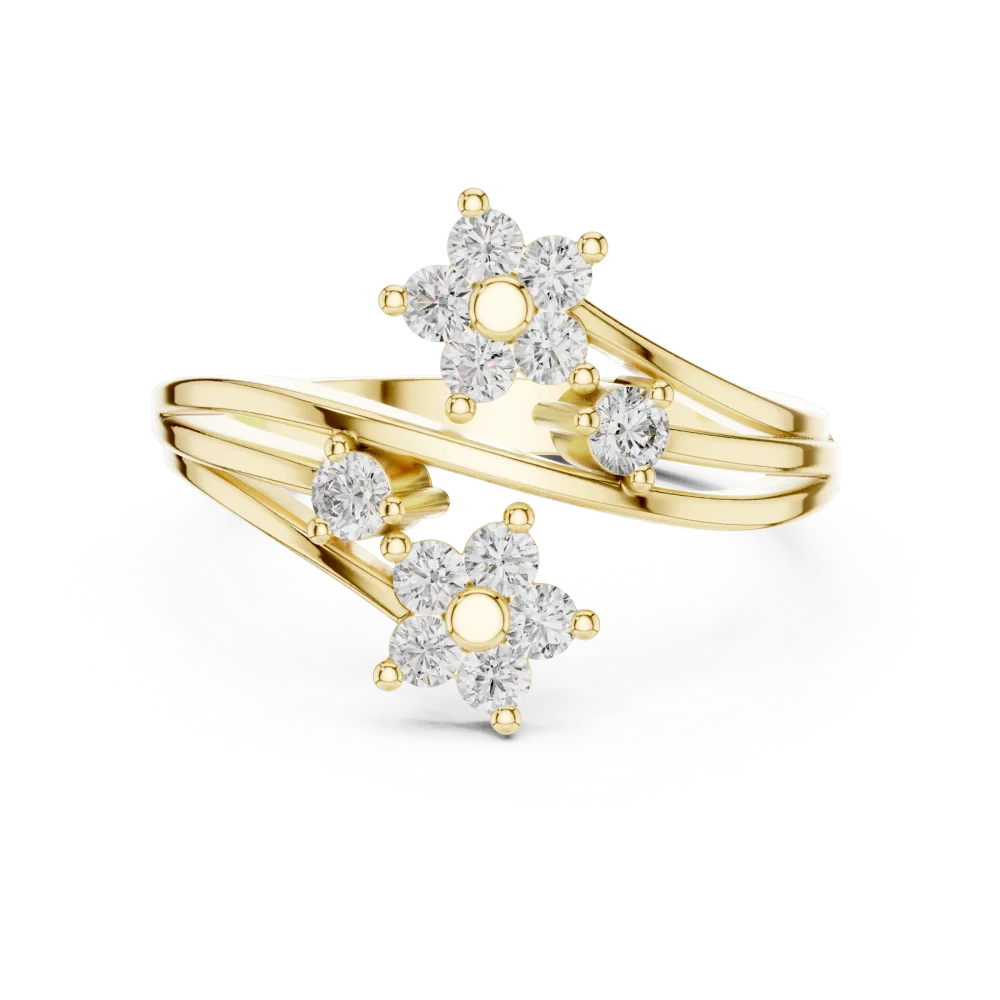 Floral Silhouette Round Brilliant Cluster Statement Ring - Image 2