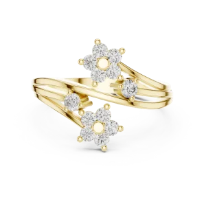 Floral Silhouette Round Brilliant Cluster Statement Ring - Image 2