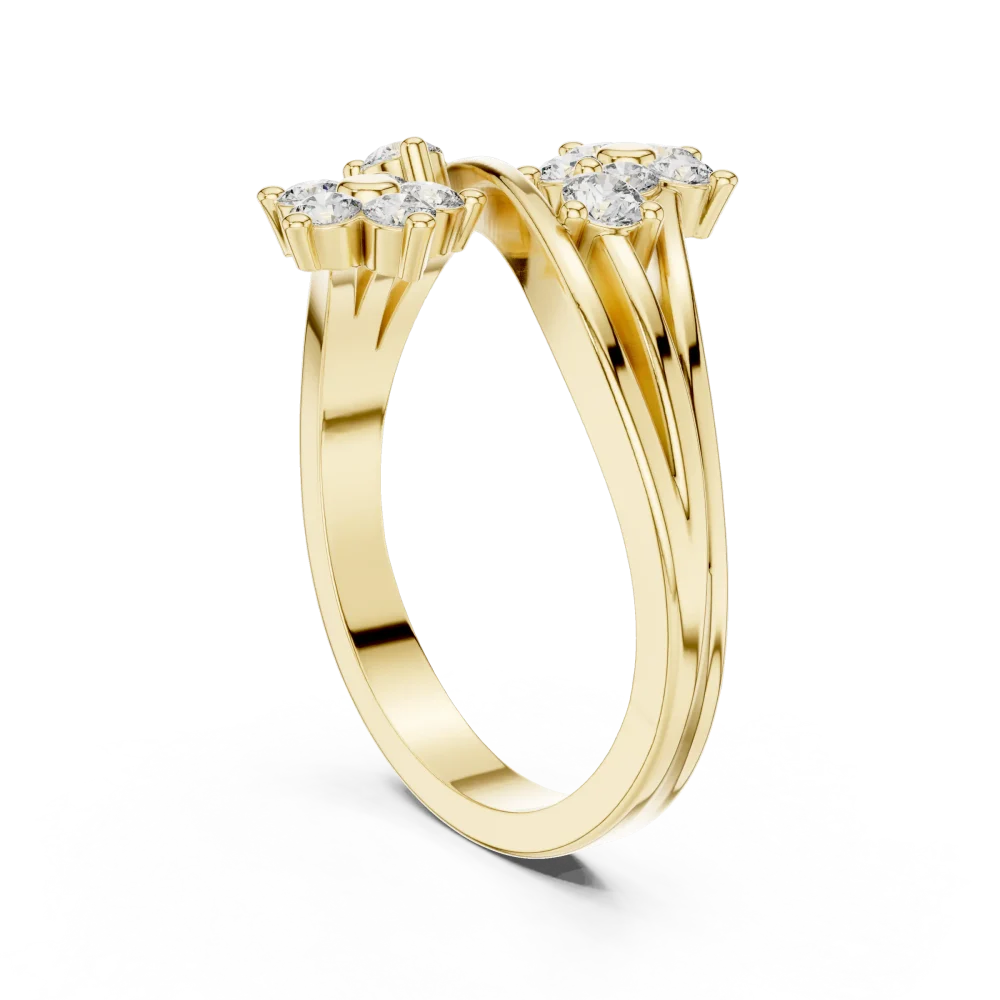 Floral Silhouette Round Brilliant Cluster Statement Ring - Image 3