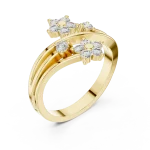 Floral Silhouette Round Brilliant Cluster Statement Ring