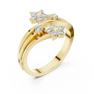 Floral Silhouette Round Brilliant Cluster Statement Ring