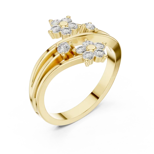 Floral Silhouette Round Brilliant Cluster Statement Ring