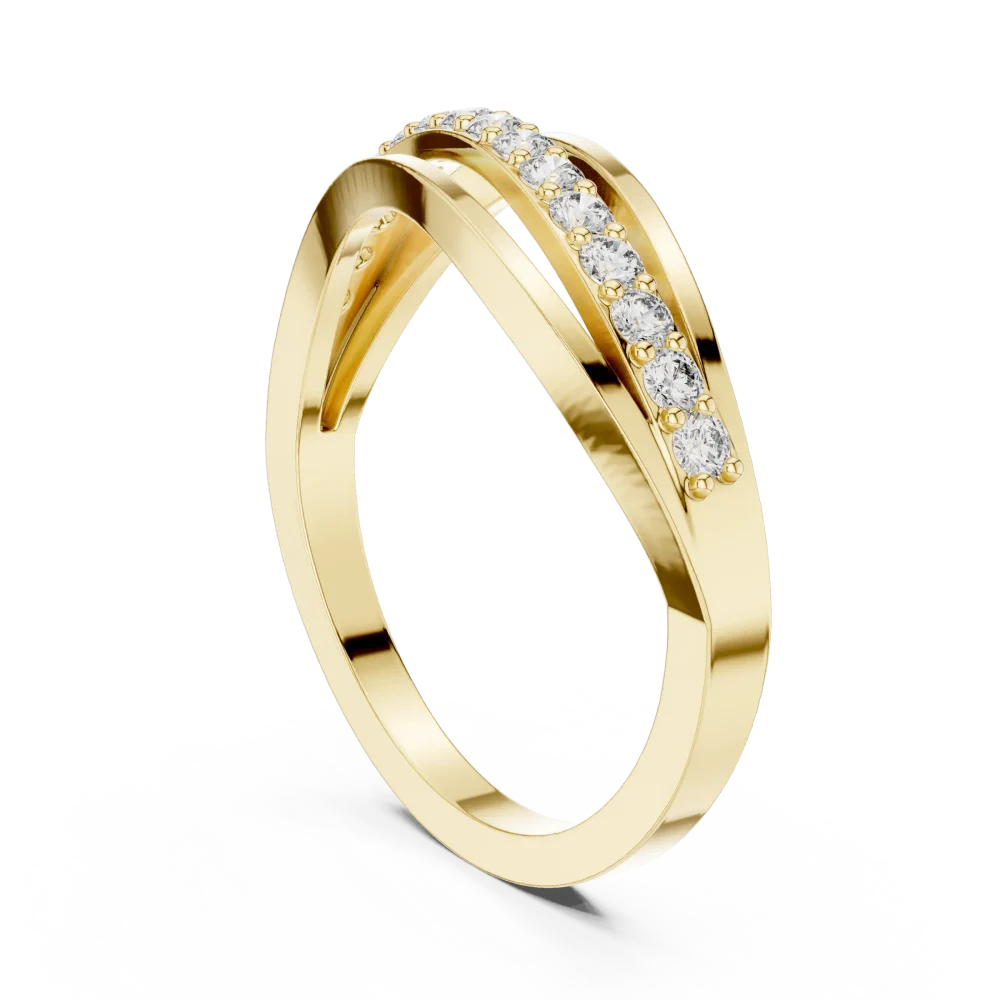 Fluidity Round Brilliant Pavé-Set Architectural Band - Image 3