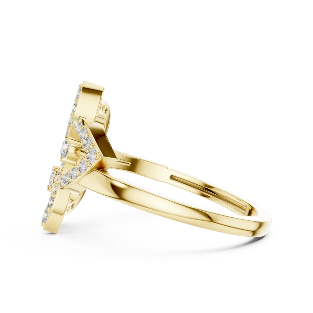 Ethereal Foliage Round Brilliant Pavé-Set Cocktail Ring - Image 4