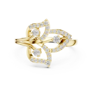 Ethereal Foliage Round Brilliant Pavé-Set Cocktail Ring - Image 2