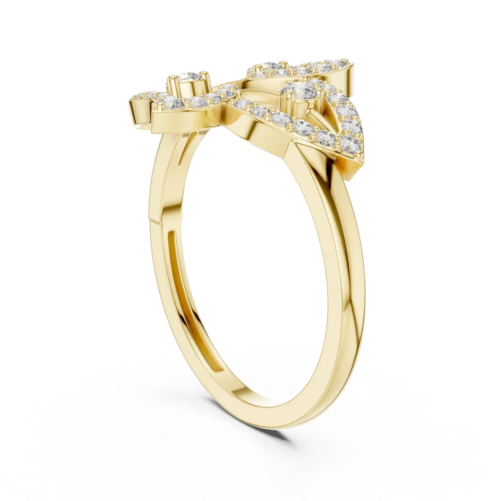 Ethereal Foliage Round Brilliant Pavé-Set Cocktail Ring - Image 3