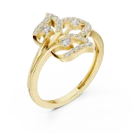 Ethereal Foliage Round Brilliant Pavé-Set Cocktail Ring