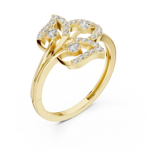 Ethereal Foliage Round Brilliant Pavé-Set Cocktail Ring