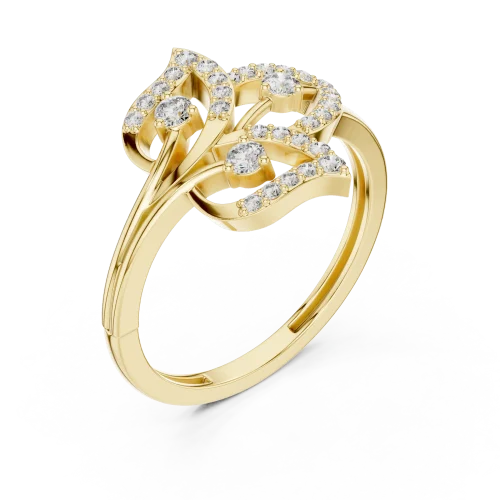 Ethereal Foliage Round Brilliant Pavé-Set Cocktail Ring