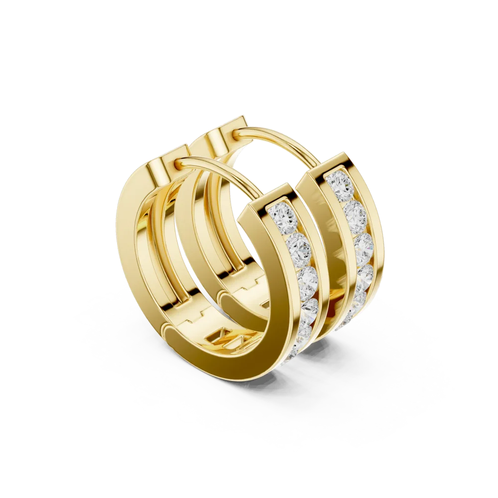 Discover the radiant allure of our channel-set round DIAMEUR lab-grown diamond hoop earrings. Elegance redefined for every occasion. Shop the luxury.