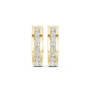 Symmetry Round Brilliant Channel-Set Hoop Earrings - Image 2