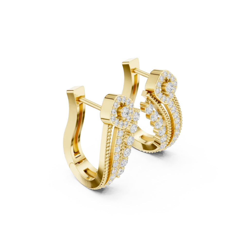 Discover the brilliance of these architectural pavé-set hoop earrings. Featuring premium DIAMEUR lab-grown diamonds, elevate your style and shop today.