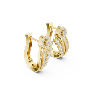 Luminary Round Brilliant Pavé-Set Architectural Hoop Earrings