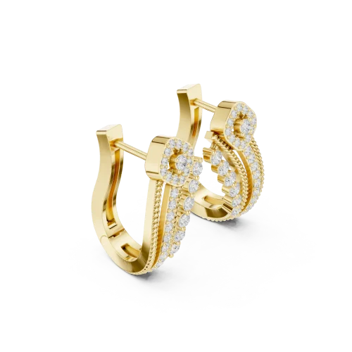 Luminary Round Brilliant Pavé-Set Architectural Hoop Earrings