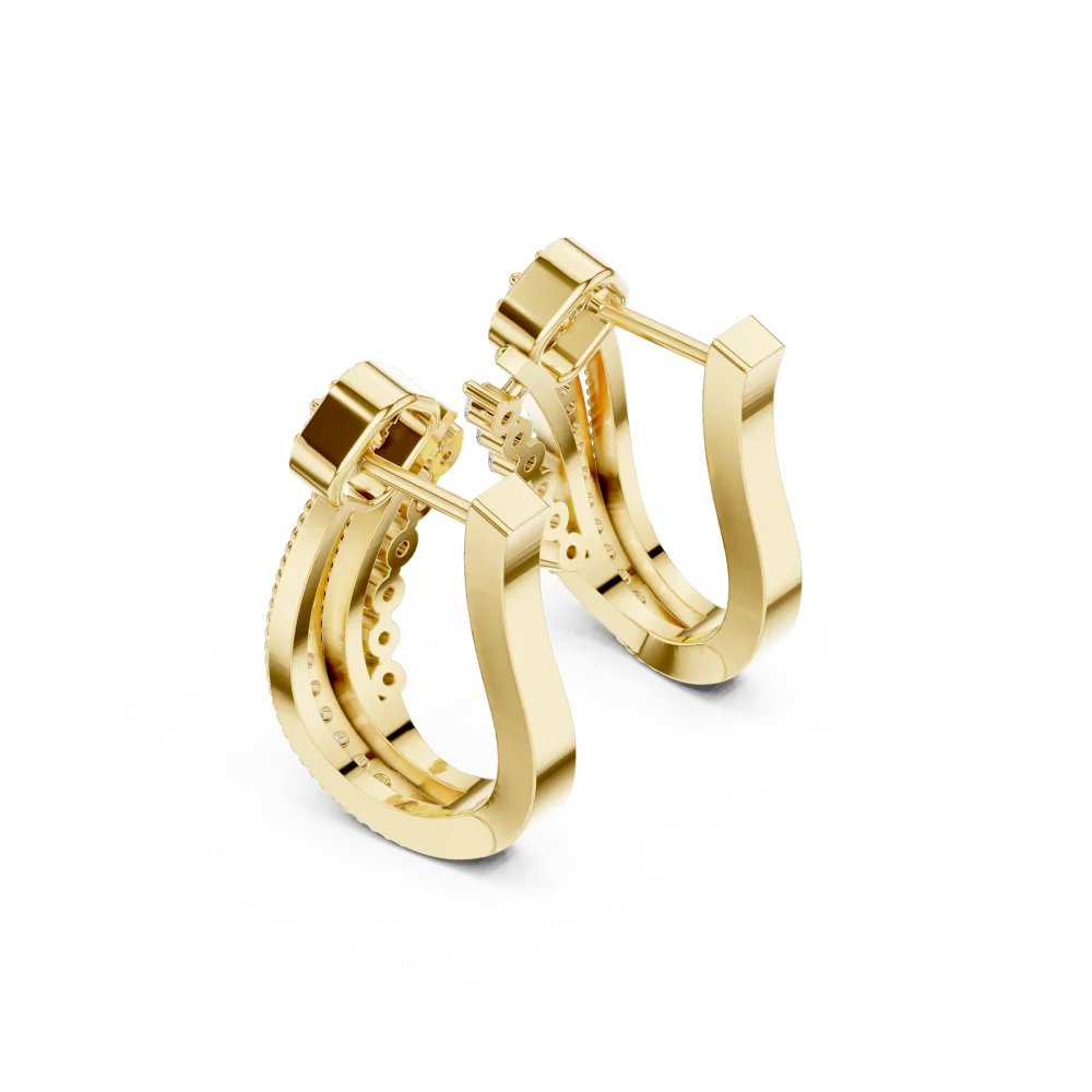 Luminary Round Brilliant Pavé-Set Architectural Hoop Earrings - Image 3