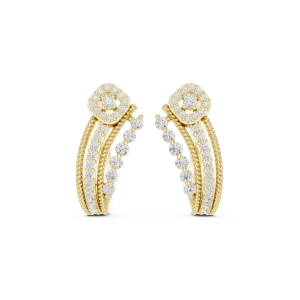 Luminary Round Brilliant Pavé-Set Architectural Hoop Earrings - Image 2