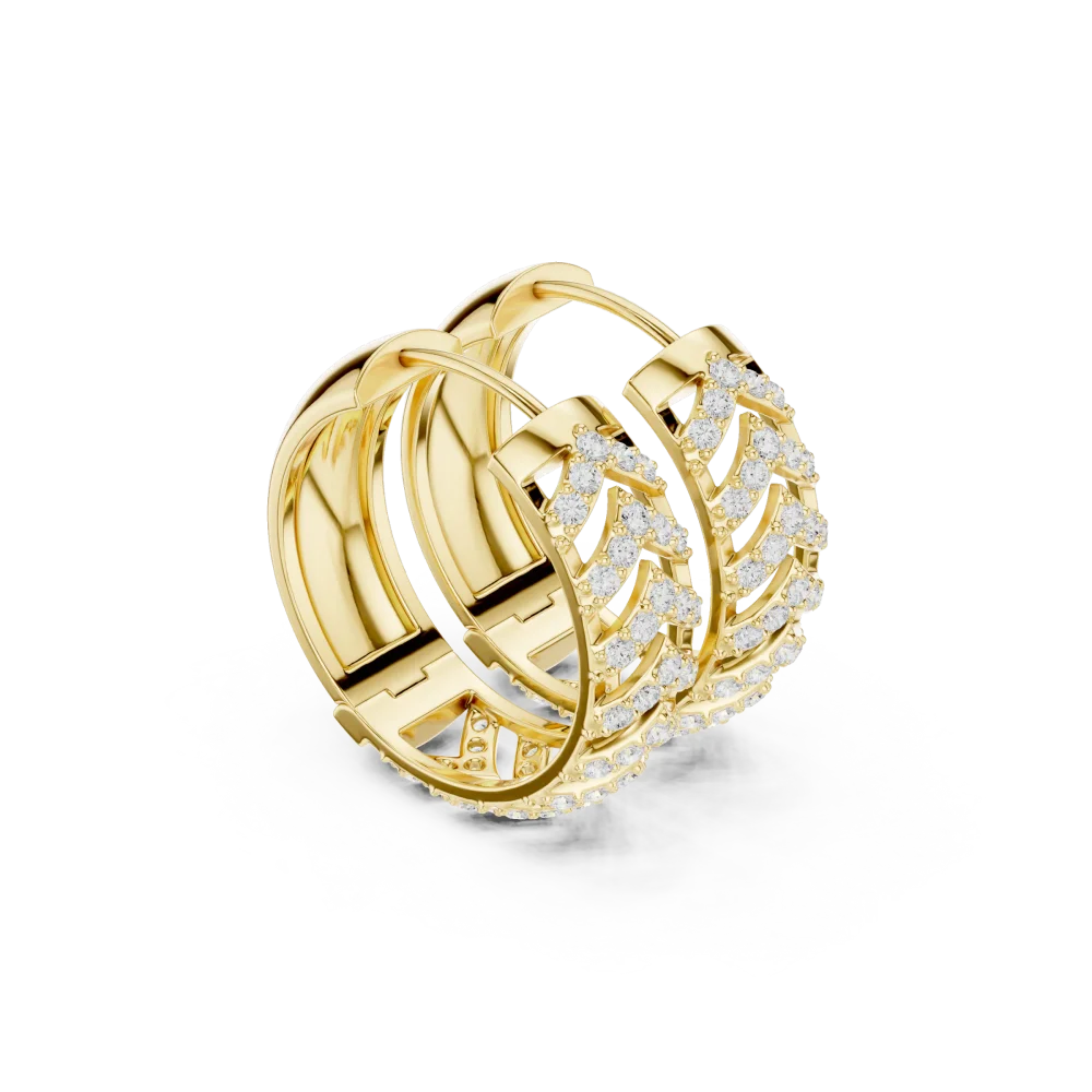 Adorn your ears with the Chevron Luminary Hoop Earrings, featuring brilliant DIAMEUR diamonds in a sharp, geometric design. Shop this modern luxury.