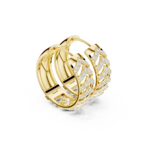 Chevron Luminary Pavé-Set Round Brilliant Diamond Hoop Earrings