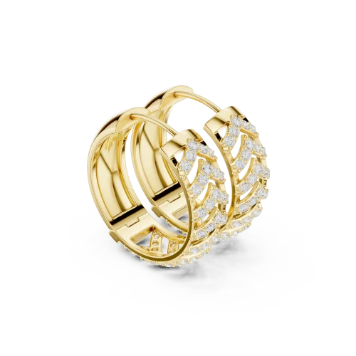 Chevron Luminary Pavé-Set Round Brilliant Diamond Hoop Earrings