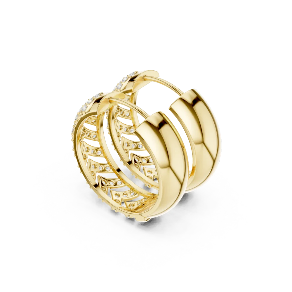 Chevron Luminary Pavé-Set Round Brilliant Diamond Hoop Earrings - Image 3