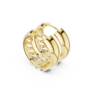 Chevron Luminary Pavé-Set Round Brilliant Diamond Hoop Earrings - Image 3