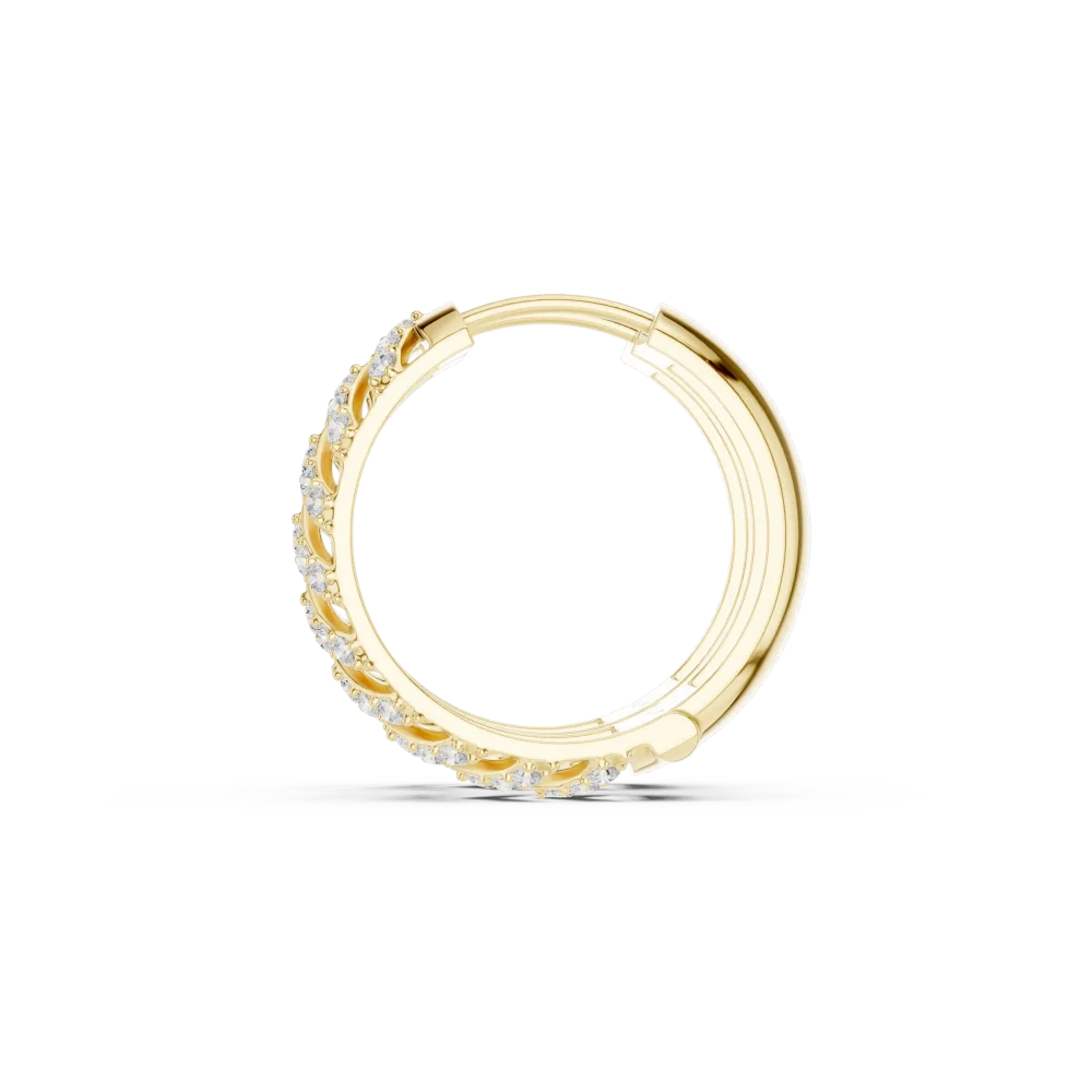 Chevron Luminary Pavé-Set Round Brilliant Diamond Hoop Earrings - Image 4