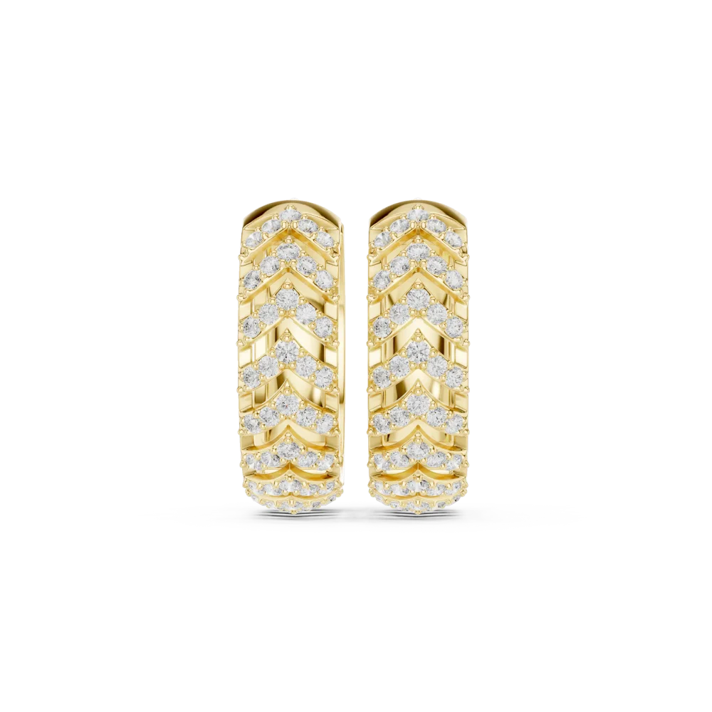 Chevron Luminary Pavé-Set Round Brilliant Diamond Hoop Earrings - Image 2