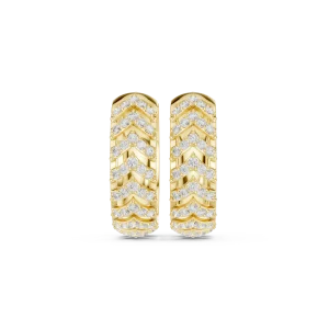 Chevron Luminary Pavé-Set Round Brilliant Diamond Hoop Earrings - Image 2