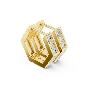 Geometric Hexagon Pavé-Set Hoop Earrings