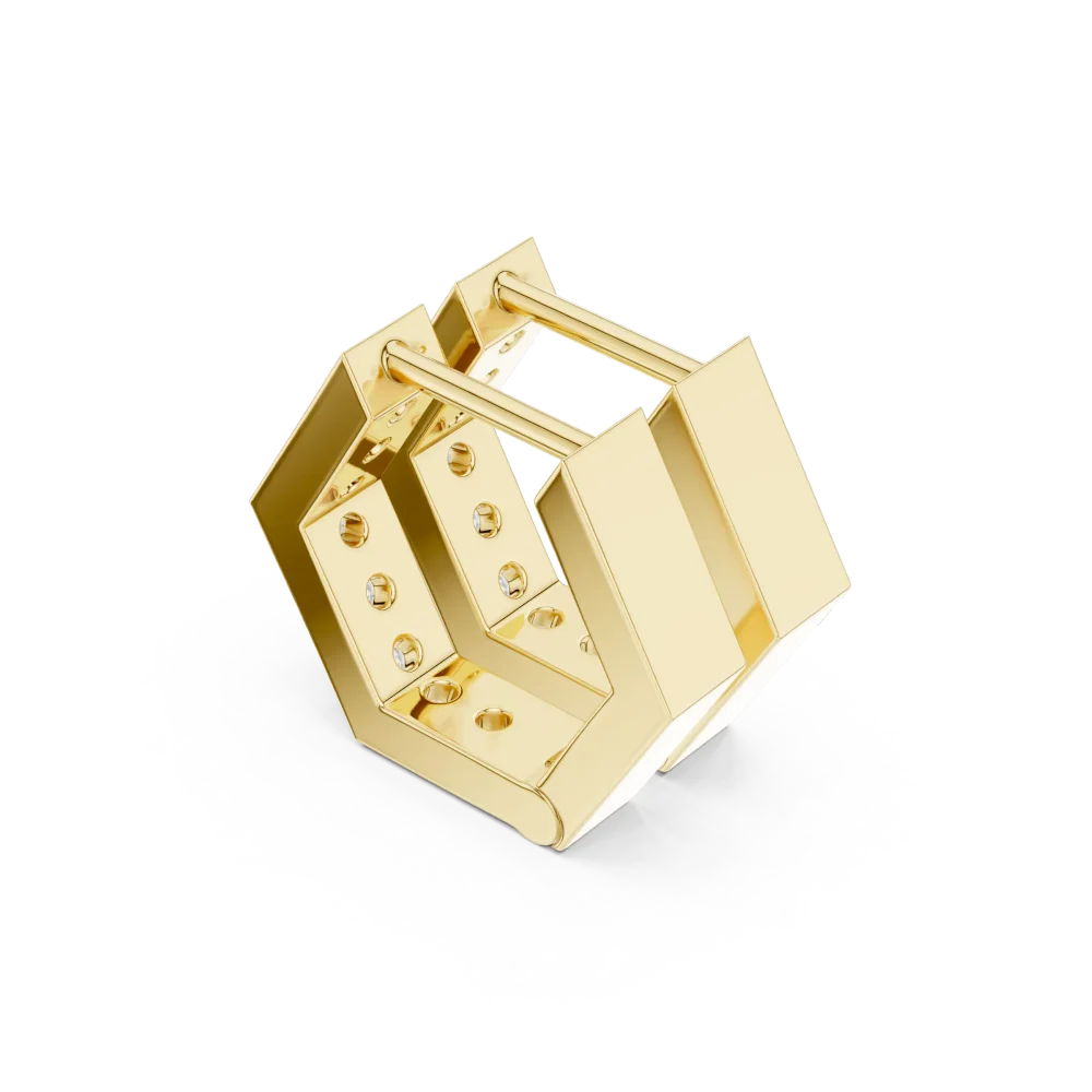 Geometric Hexagon Pavé-Set Hoop Earrings - Image 3