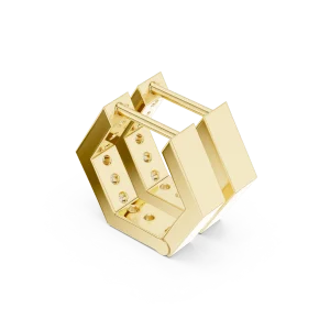 Geometric Hexagon Pavé-Set Hoop Earrings - Image 3