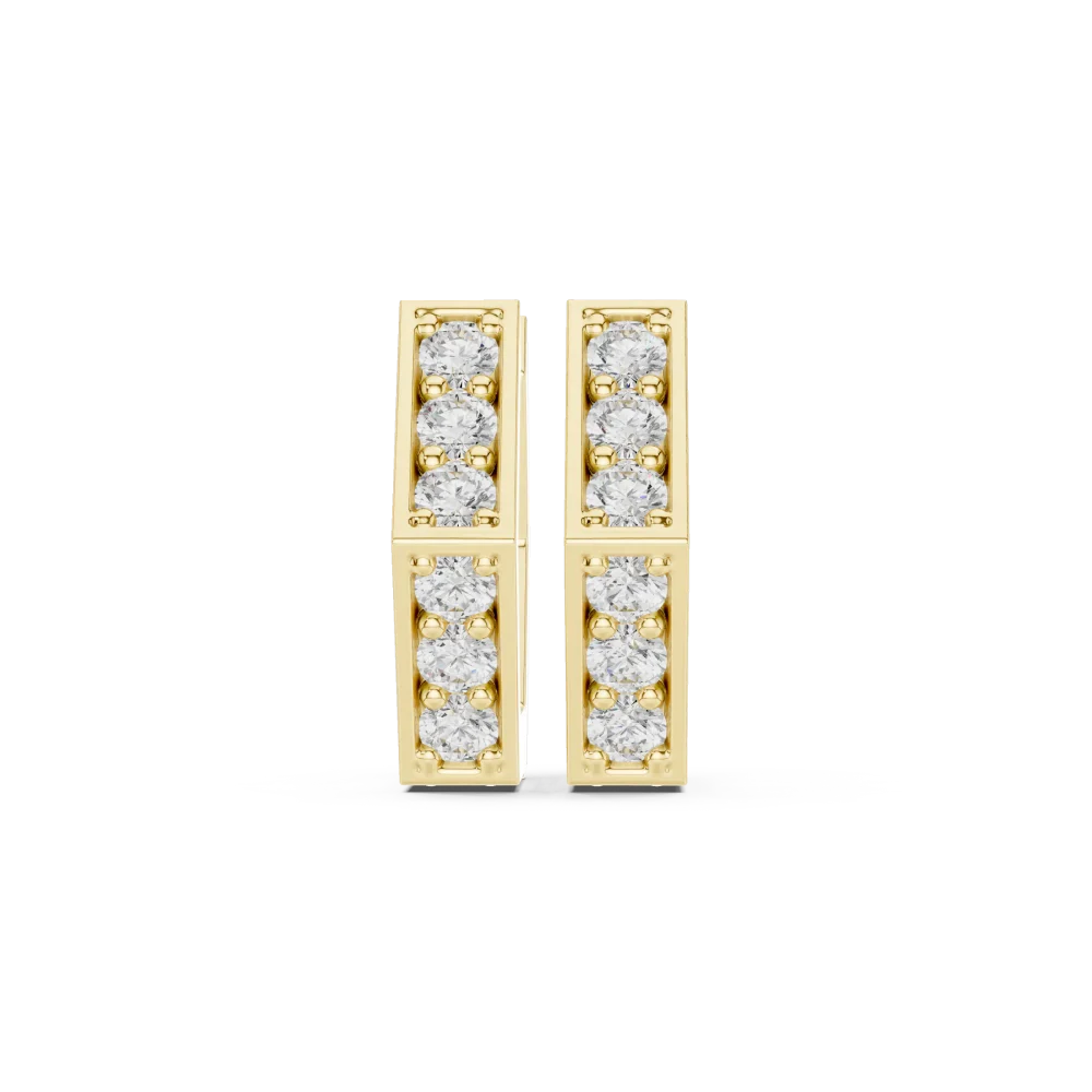 Geometric Hexagon Pavé-Set Hoop Earrings - Image 2