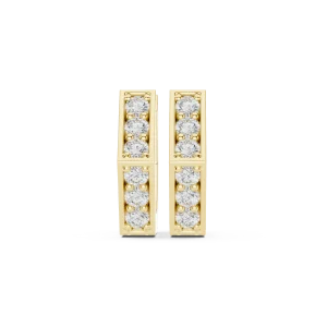 Geometric Hexagon Pavé-Set Hoop Earrings - Image 2